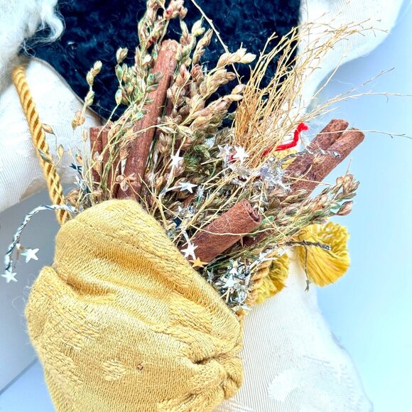 Handcrafted Santa Claus Doll Holiday 19" Gold Hat White Beard Tassel Fabric Gift - Picture 8 of 10